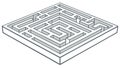 Challenging Square Maze Puzzle: Problem-Solving Game, vector design Generative AI Royalty Free Stock Photo