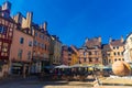 CHALON-SUR-SAONE, FRANCE - AUGUST 2, 2022: City streets with a view of half-timbered houses