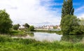 Chalon sur sÃÂ¢one on a cloudy day with the Bridge of St Lawrence