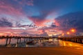 Chalong pier during sunrise or sunset,beautiful colorful dramat