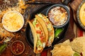 Chalupa Dinner at Restaurant Table Royalty Free Stock Photo