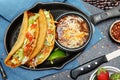 Chalupas and Refried Pinto Beans in Skillet Royalty Free Stock Photo