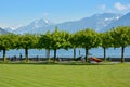 People enjoying sunny days in Cham, Switzerland