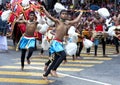 Chamara Dancers perform along the streets of Kandy during the Day Perahera in Sri Lanka.