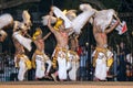 Chamara Dancers perform a dance whereby the yak tails they hold symbolically fan the Sacred Tooth Relic during the Esala Perahara