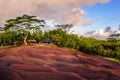 Chamarel seven coloured earths sunset Royalty Free Stock Photo