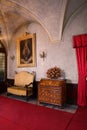 Chamber inside castle of Lubomirski in Lancut. Poland Royalty Free Stock Photo