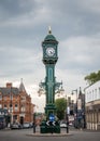 The Chamberlain Clock Jewellery Quarter Birmingham UK Green Edwardian clocktower standing at junction of Vyse and Frederick Street