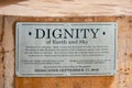 Chamberlain, South Dakota, USA, May 5th, 2021, Dignity sculpture plaque on the 50-foot high stainless steel statue in the rest Royalty Free Stock Photo