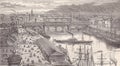 Illustration of Glasgow, Scotland, from the Broomielaw 1800s