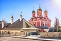Chambers and temple of the Znamensky Monastery on Varvarka Street in Moscow Royalty Free Stock Photo