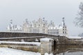 Chambord castles in winter under snow, Loire Valley, France Royalty Free Stock Photo