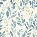 Chambray Blue Leafy Watercolor Seamless Background Royalty Free Stock Photo
