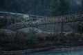 Chame suspension bridge colorful buddhist prayer flags Royalty Free Stock Photo