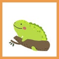 Chameleon animal doodle vector illustration