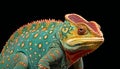 Chameleon on black background, Close-up of chameleon