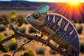 Chameleon in a brand, close up in desert landscape, generative ai Royalty Free Stock Photo