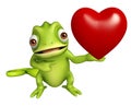 Chameleon cartoon character with heart Royalty Free Stock Photo