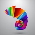 Chameleon from color triangles. Logo