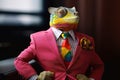 A Chameleon in a colorful suit created with generative AI technology Royalty Free Stock Photo