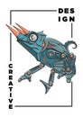 Chameleon cyborg illustration.Vector design illustration of chameleon robot,good for t-shirt printing,poster,book and magazine Royalty Free Stock Photo