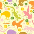 Exotic Animals Pastel Colors Seamless Pattern Vector Graphic Art