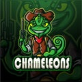 Chameleon gunners mascot esport logo design Royalty Free Stock Photo