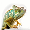 Chameleon Isolated White. Generative AI Royalty Free Stock Photo