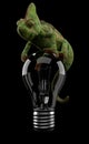 Chameleon on light bulb Royalty Free Stock Photo
