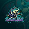 Chameleon mascot logo design with modern illustration concept style for badge, emblem and t shirt printing. Cute chameleon Royalty Free Stock Photo