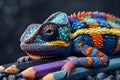 Chameleon Mastering Colors. Concept Chameleon Care, Reptile Habitat, Color-changing Abilities,