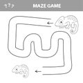 Chameleon Maze Game - help chameleon find his way out of the maze Royalty Free Stock Photo