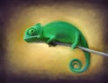 Chameleon oil painted portrait, modern art style poster