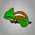 Chameleon Red And Green Cartoon Royalty Free Stock Photo