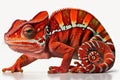 This chameleon, the red panther, is shown here on a pure white background