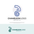 Creative chameleon reptile animal logo design