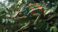 Chameleon s astonishing camouflage skill captured in a photorealistic medium shot