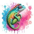 The chameleon\'s humorous expression adds to the charm of the design