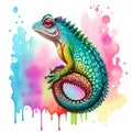 The chameleon\'s humorous expression adds to the charm of the desig