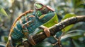 Chameleon s remarkable camouflage in wide angle photorealistic composition with precision