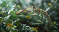 Chameleon showcasing masterful camouflage in a stunning photorealistic medium shot