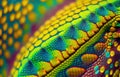 Chameleon Skin Texture Background, Colored Lizard Scales, Iguana Leather, Generative AI Illustration