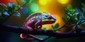 A chameleon transitioning through vibrant and vivid colors, exemplifying adaptability and change , concept of