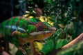 A Chameleon in a tree being disturbed amazed Royalty Free Stock Photo