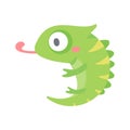 Chameleon vector. cute animal face design for kids
