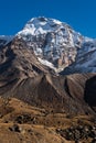 Chamlang mountain peak view from Kongma Dingma campsite, Himalaya mountains range in Nepal Royalty Free Stock Photo