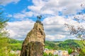 Chamois Statue Socha Kamzika at Deer Jump Jeleni Skok Lookout with Karlovy Vary