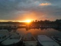 Chamois, sunset with small boats