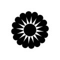 Chamomile black icon. Isolated daisy on white background, abstract simple flower design. Modern minimal design. Vector Royalty Free Stock Photo