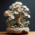 Chamomile Bonsai: A Detailed Ceramic Wood Piece With Zbrush Style